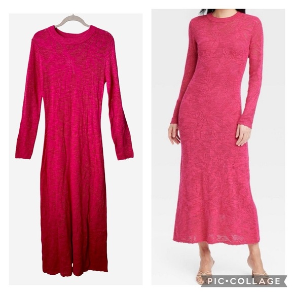 a new day Dresses & Skirts - A New Day Pink Pull Over Maxi Medium Dress Long Sleeves BNWT